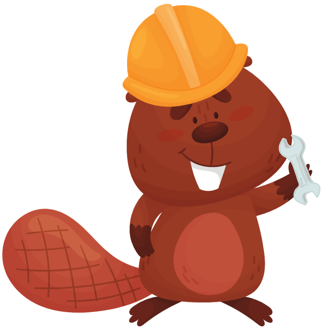 Beaver holding wrench