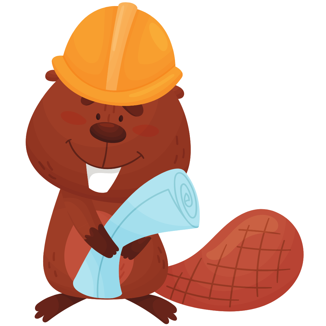 Beaver with blueprint