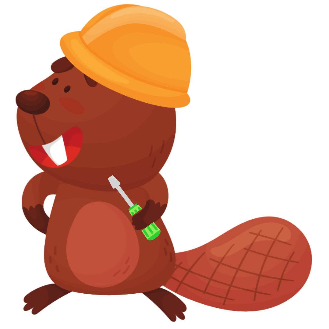 Beaver holding screwdriver
